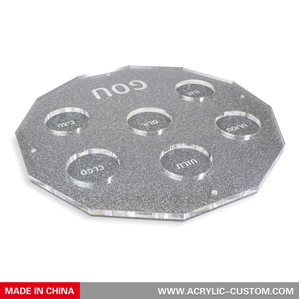 過ぎ越しのセダー ギフト - シルバー グリッター ルーサイト セダー プレート