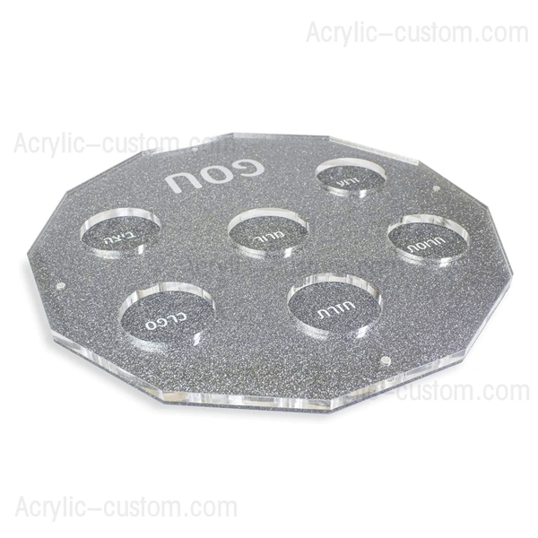 過ぎ越しのセダー ギフト - シルバー グリッター ルーサイト セダー プレート