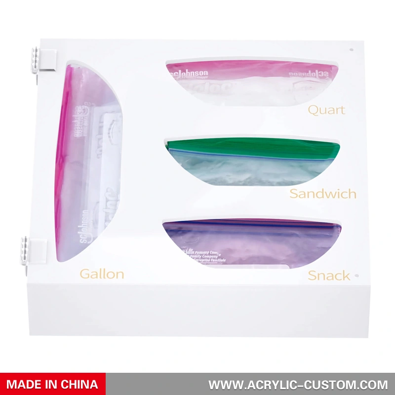 ジップロックフードバッグ収納 - ホワイトアクリルキッチン引き出しバギーボックス