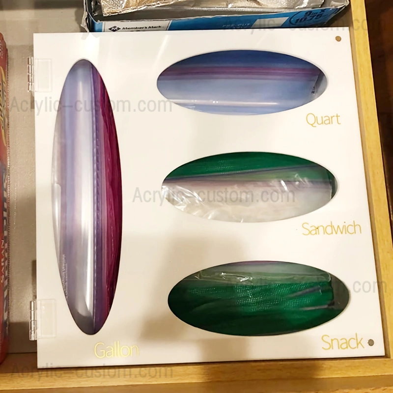 ジップロックフードバッグ収納 - ホワイトアクリルキッチン引き出しバギーボックス