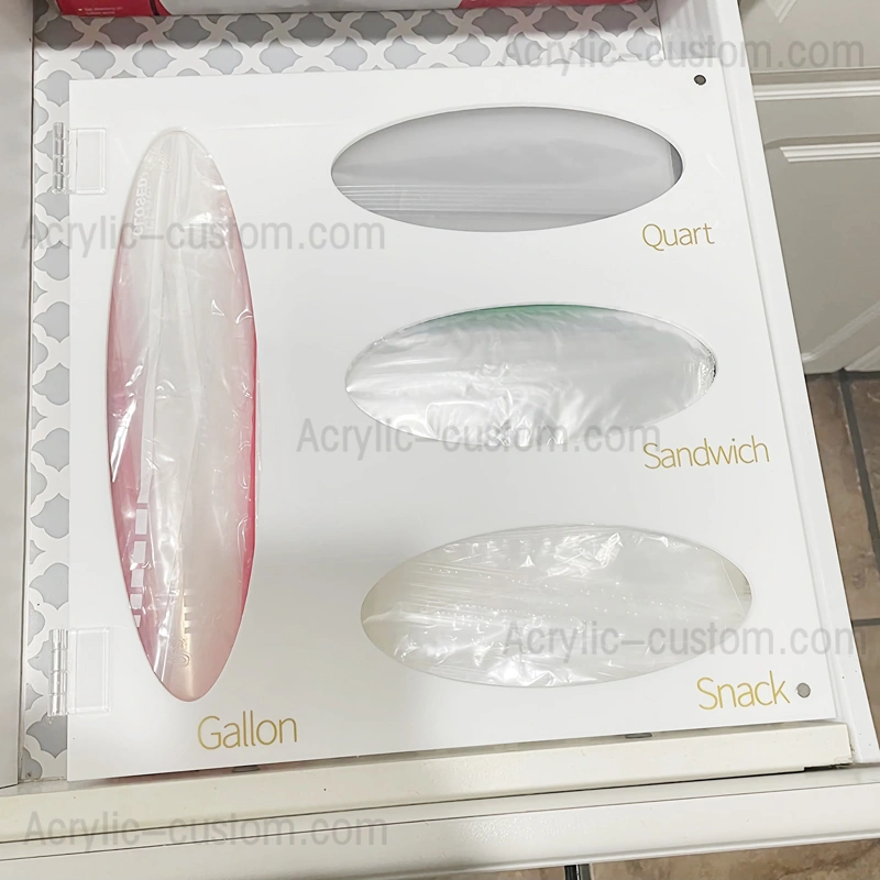 ジップロックフードバッグ収納 - ホワイトアクリルキッチン引き出しバギーボックス