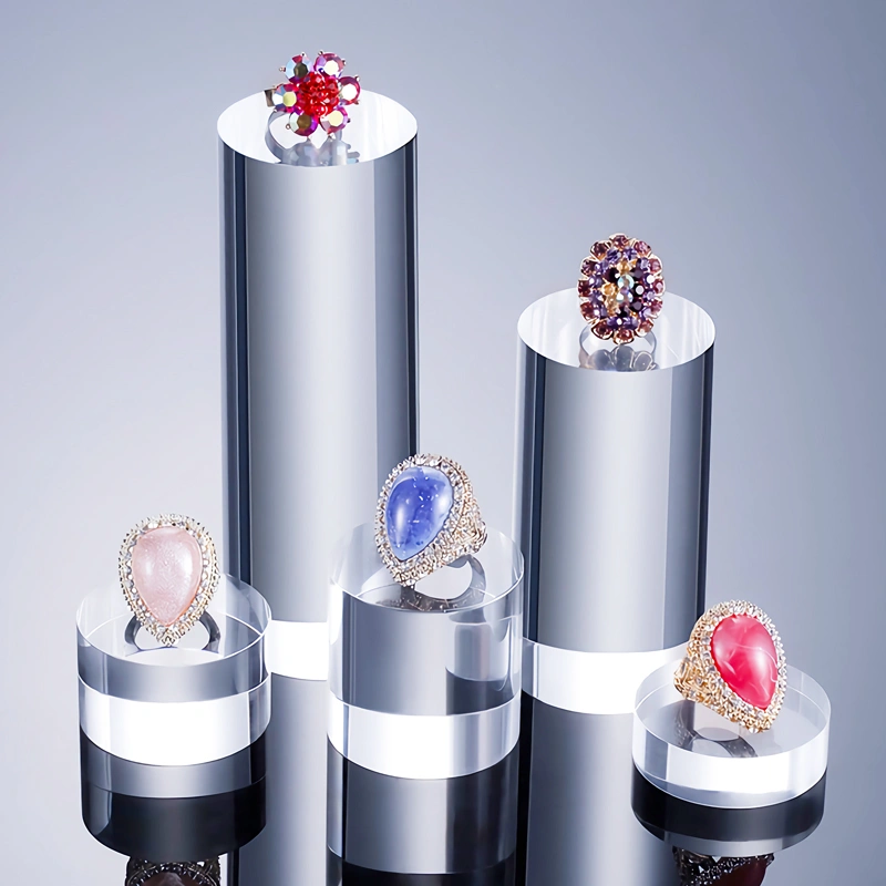 シリンダー ジュエリー スタンド - アクリル ブロック ディスプレイ ライザー
