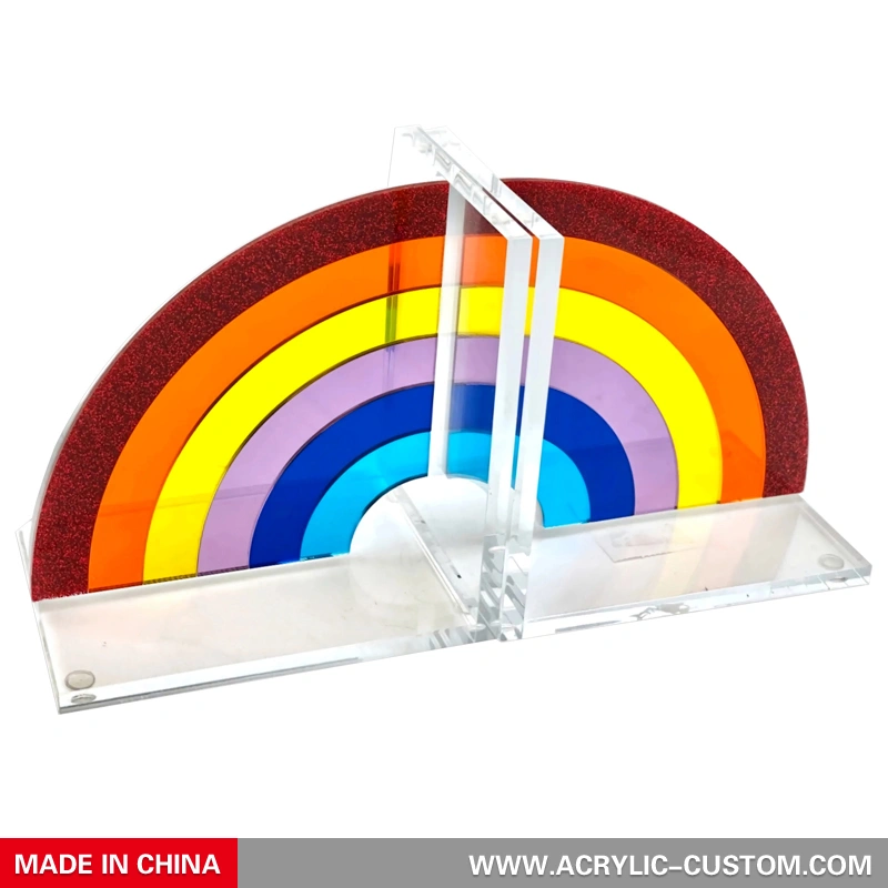 モダンレインボーブックエンド - アクリルブックエンドセット