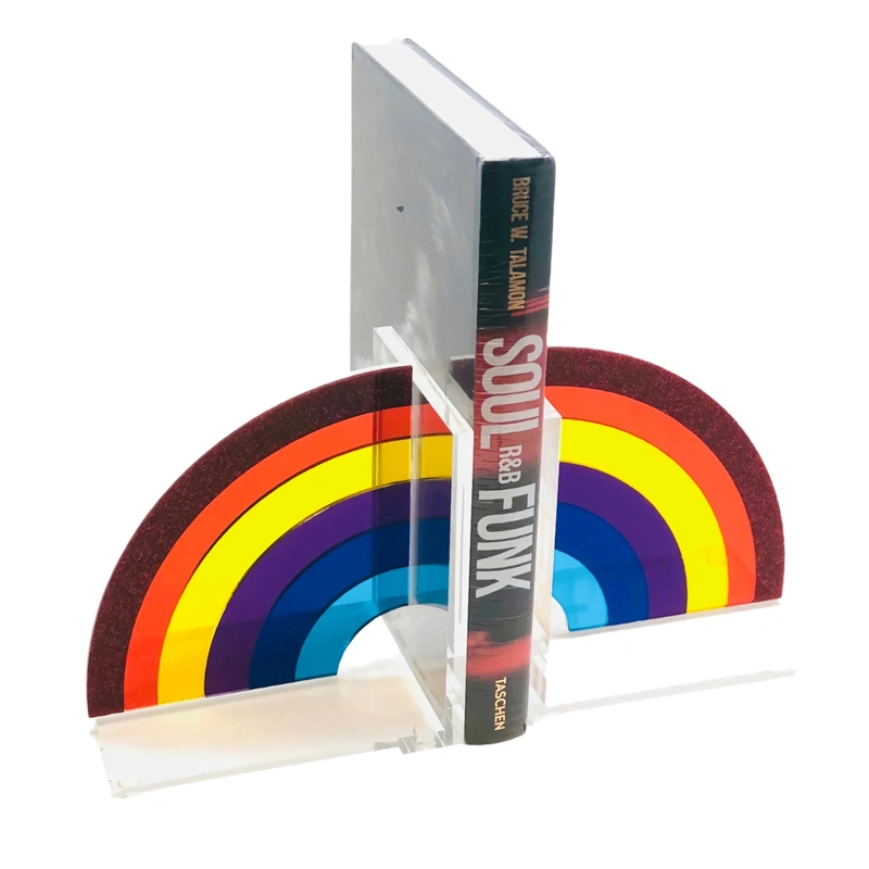 モダンレインボーブックエンド - アクリルブックエンドセット