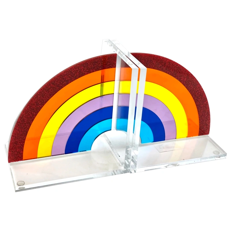 モダンレインボーブックエンド - アクリルブックエンドセット