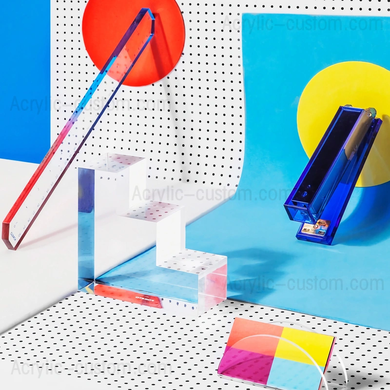 クリアクリスタルブックエンドセット - 本棚用アクリルブックスタンド