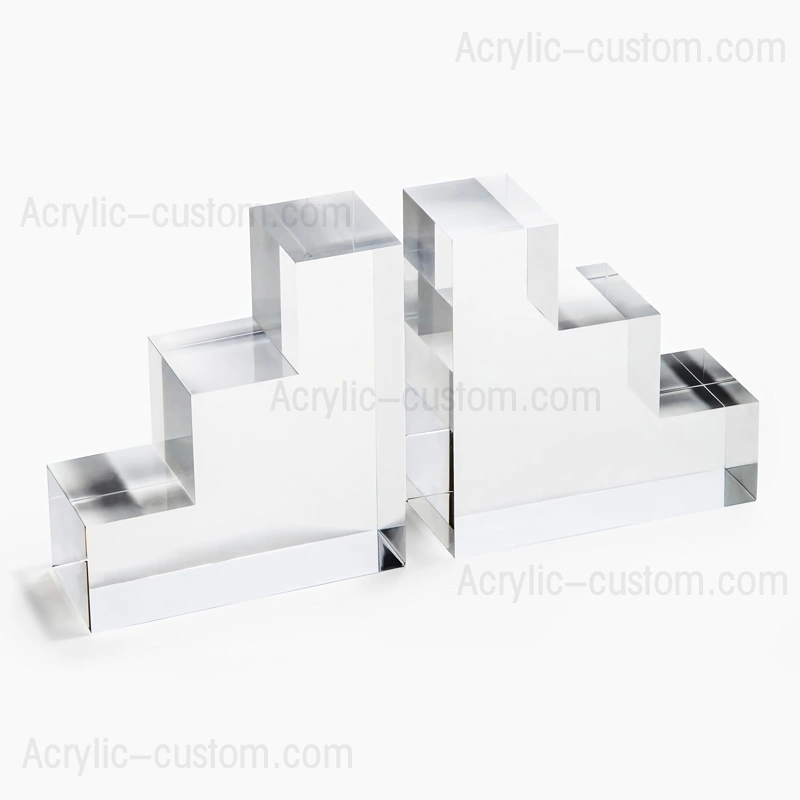 クリアクリスタルブックエンドセット - 本棚用アクリルブックスタンド