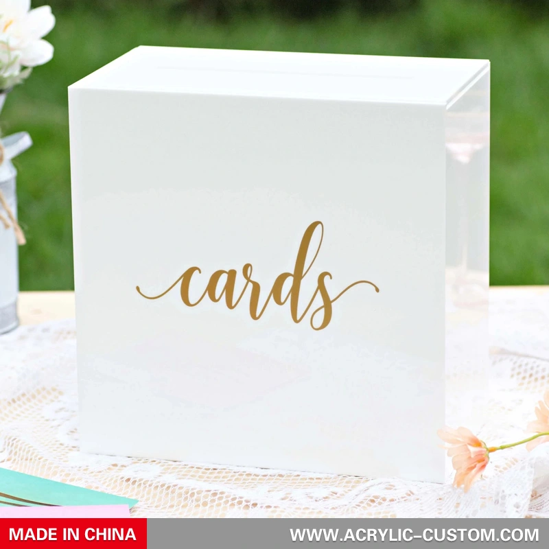 White Acrylic Card Box - Wedding Gift Wishing Well Box
