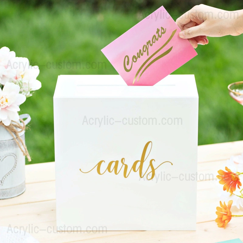White Acrylic Card Box - Wedding Gift Wishing Well Box