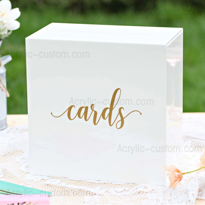 White Acrylic Card Box - Wedding Gift Wishing Well Box