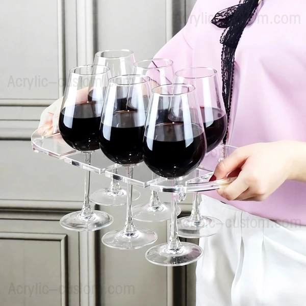 estante de copas de vino de acrílico - soporte de bandeja de vino lucita