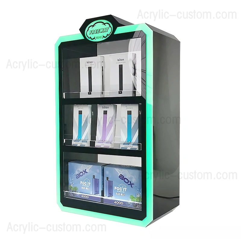 スモーク ショップ ディスプレイ キャビネット - 3 段 led アーク ディスプレイ