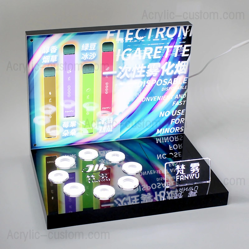電子タバコの陳列だな - カウンターの使い捨て可能な vape はアクリルの表示を導きました