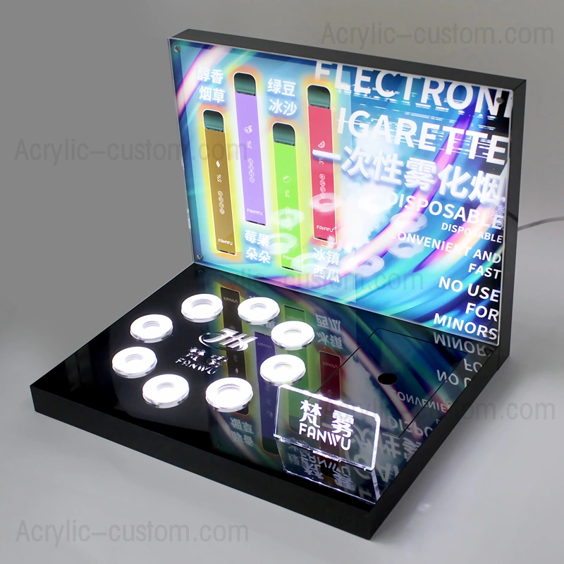 電子タバコの陳列だな - カウンターの使い捨て可能な vape はアクリルの表示を導きました