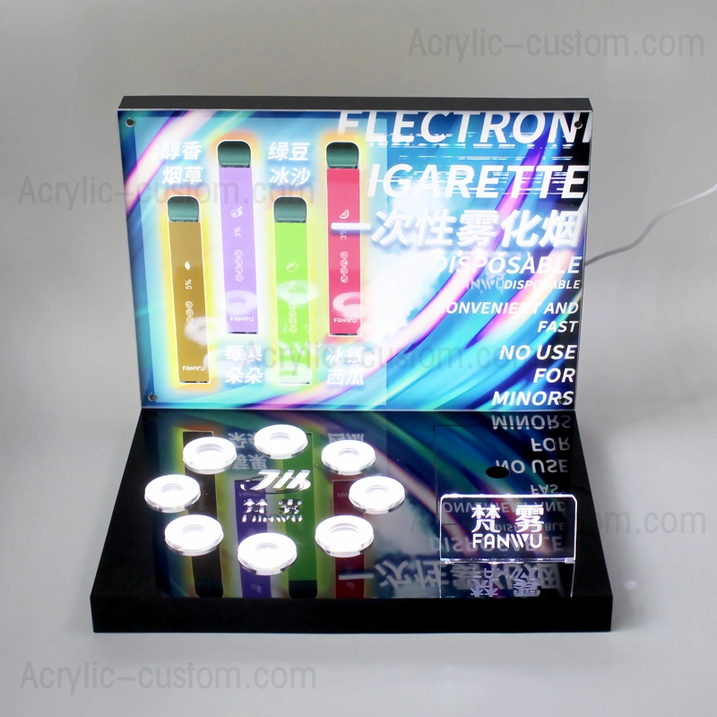 電子タバコの陳列だな - カウンターの使い捨て可能な vape はアクリルの表示を導きました