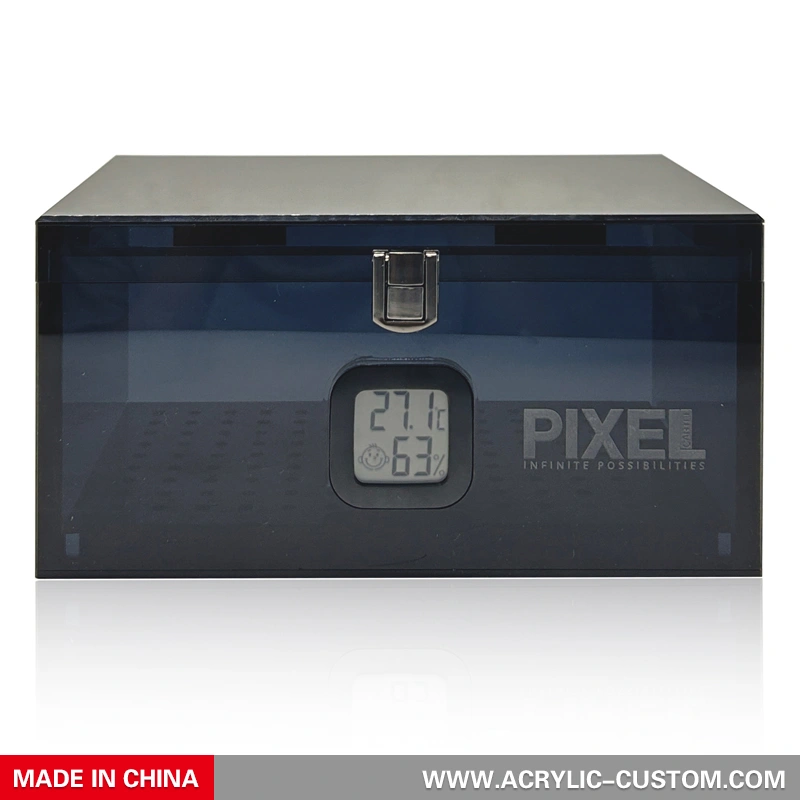New Grey Cigar Humidor Display Case - Acrylic Cigar Box Storage