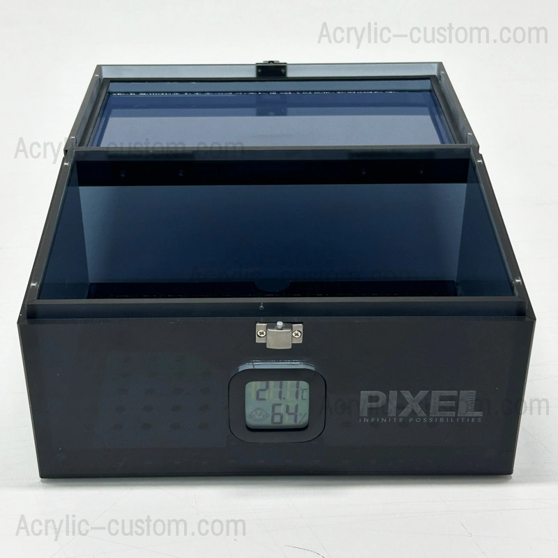 New Grey Cigar Humidor Display Case - Acrylic Cigar Box Storage