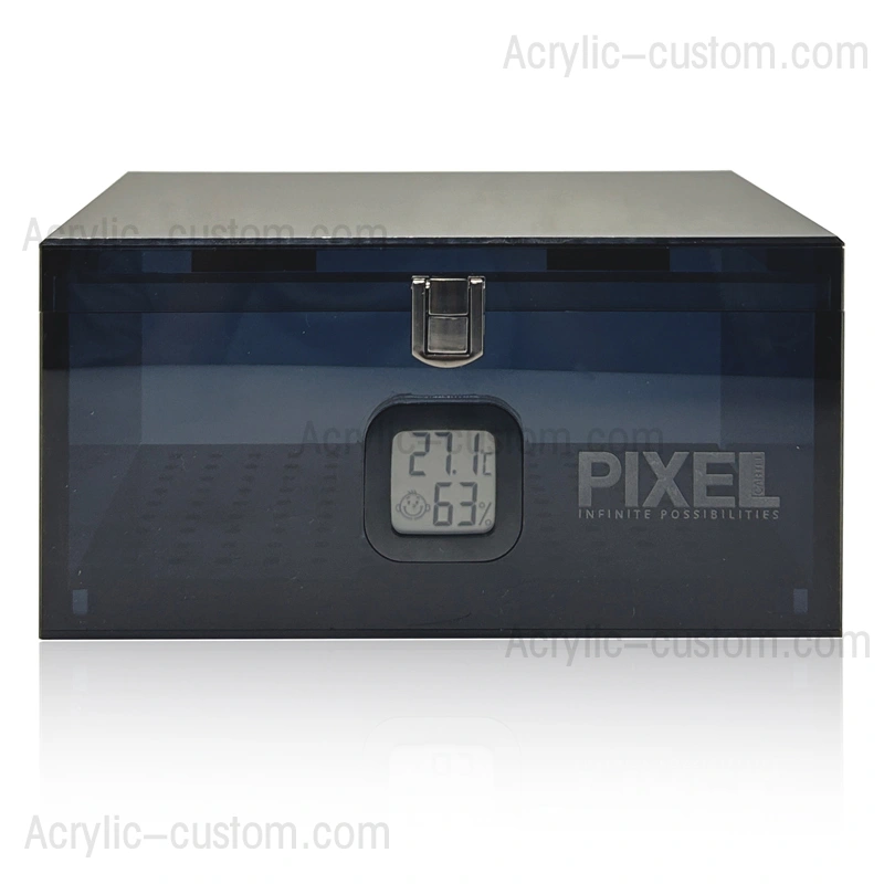 New Grey Cigar Humidor Display Case - Acrylic Cigar Box Storage