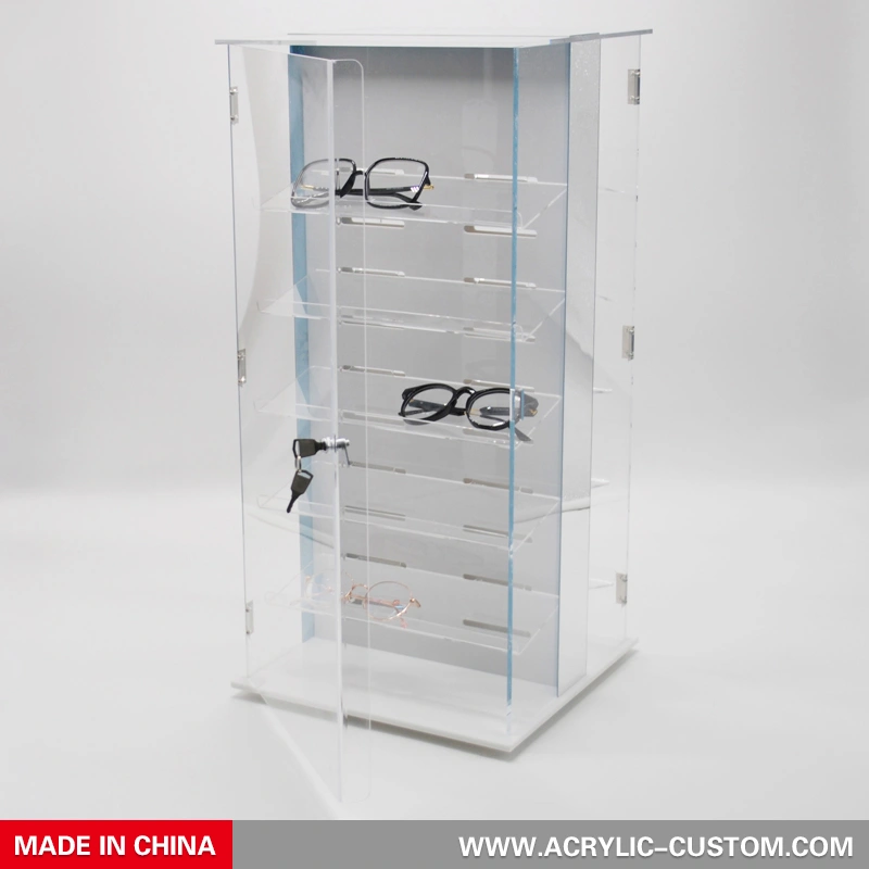 ロック付きメガネディスプレイキャビネット - 回転アクリルディスプレイケース