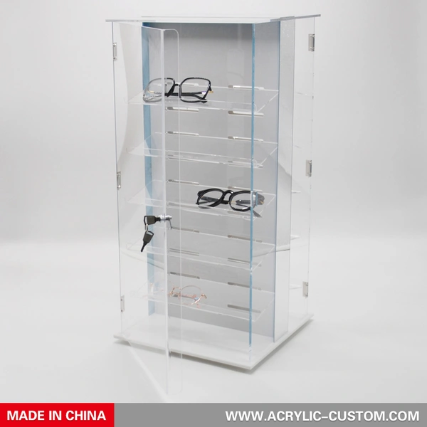 Glasses Display Cabinet With Lock - Rotating Acrylic Display Cases