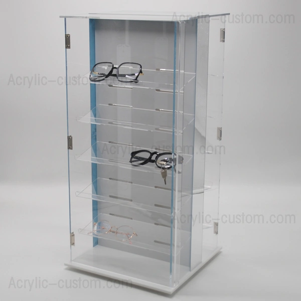 Glasses Display Cabinet With Lock - Rotating Acrylic Display Cases