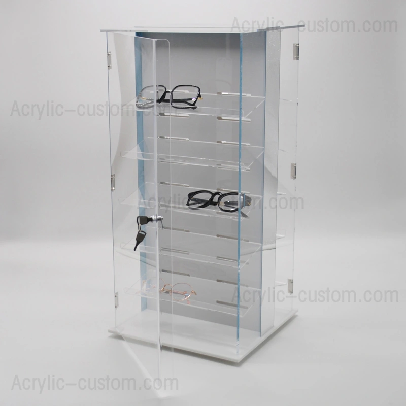 ロック付きメガネディスプレイキャビネット - 回転アクリルディスプレイケース