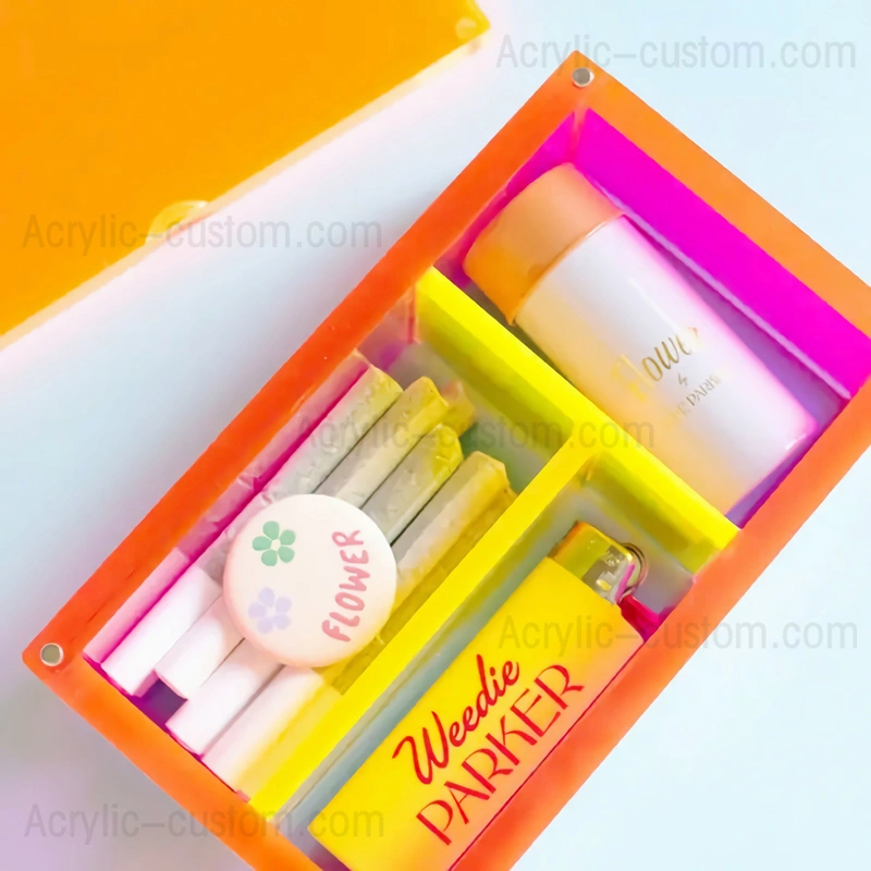ネオンアクリル収納ボックス - 磁気プラスチック仕切りボックスコンテナ