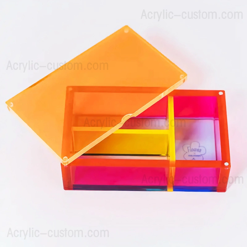 ネオンアクリル収納ボックス - 磁気プラスチック仕切りボックスコンテナ