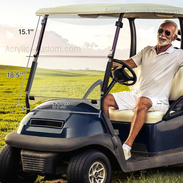 10l0l ゴルフカートフロントガラス - アクリル着色折りたたみフロントガラス