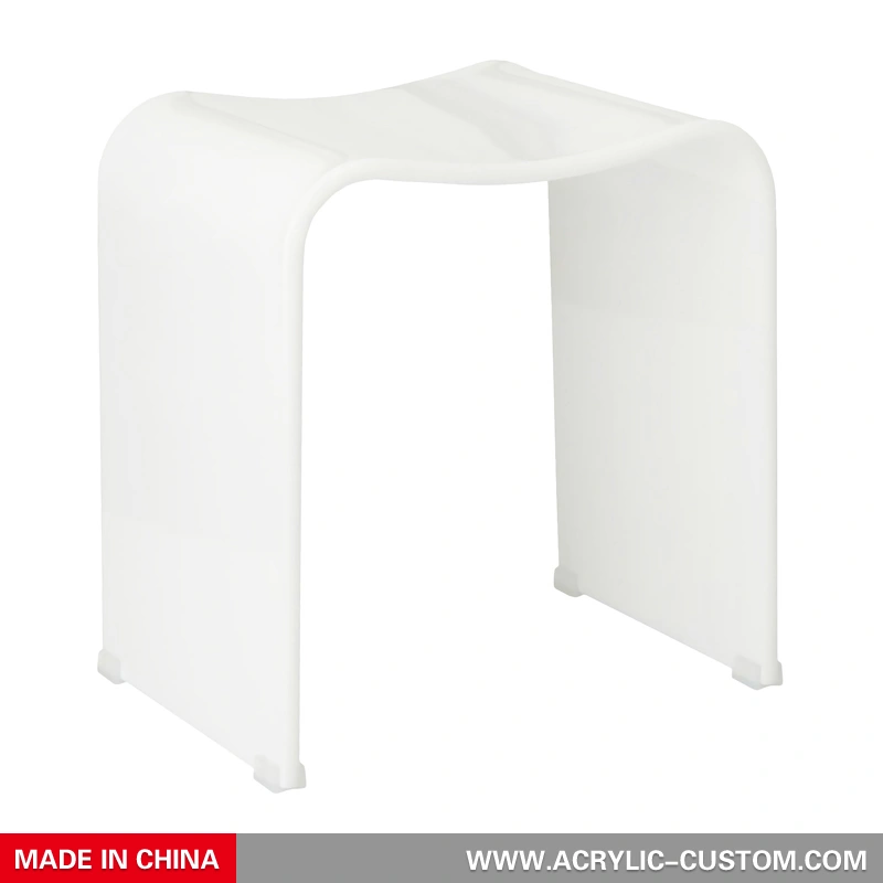 アクリル製の白いシャワースツール - U字型のバスルームスツール