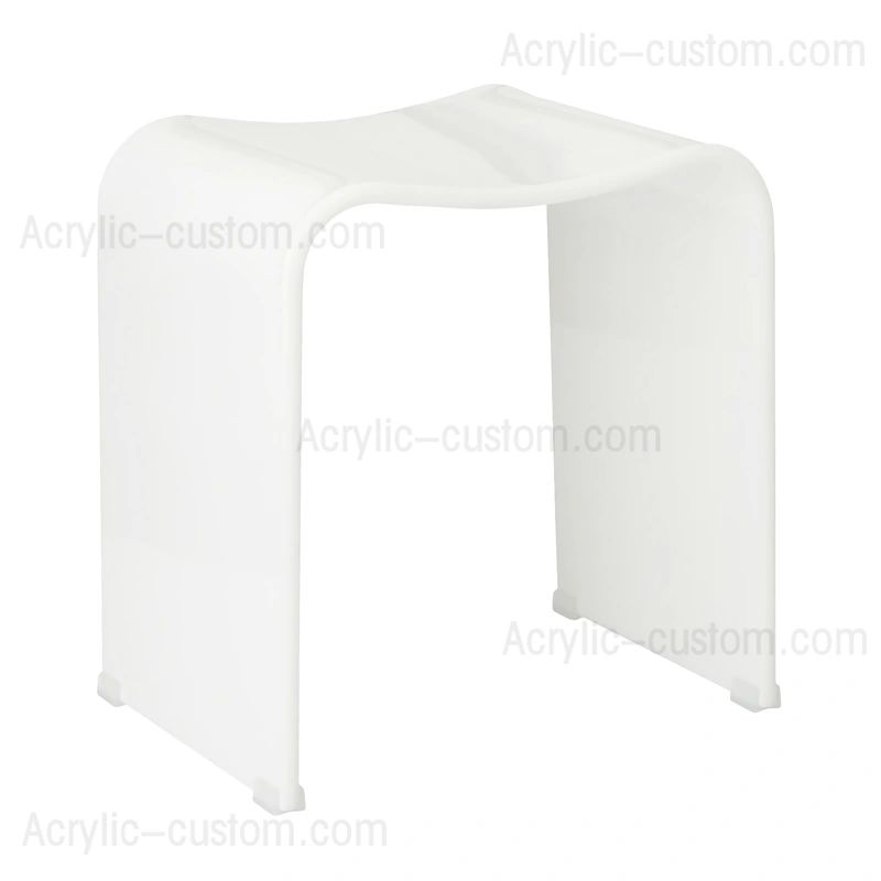 アクリル製の白いシャワースツール - U字型のバスルームスツール