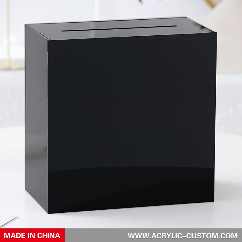 Großhandel Hochzeitskartenbox aus schwarzem Acryl, Geschenkbox mit Schloss und Schlüssel