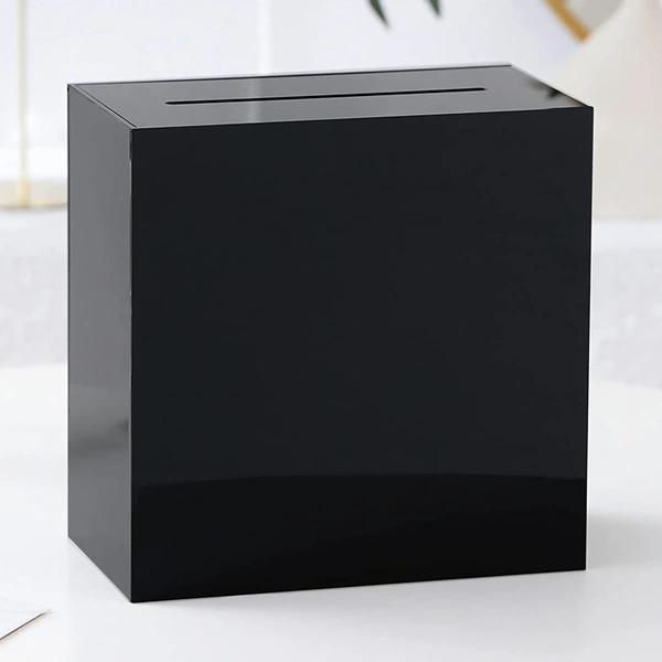 Acrylic Wedding Card Box | Black Acrylic Gift Box with Lock and Key