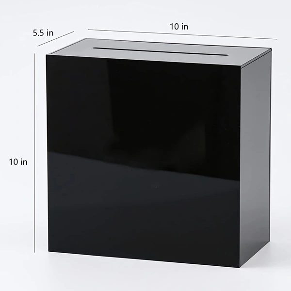 Acrylic Wedding Card Box | Black Acrylic Gift Box with Lock and Key