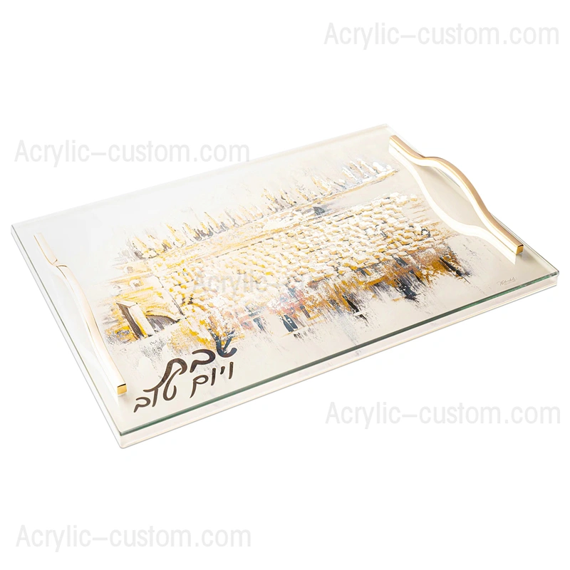 Challah-Bretttablett aus Glas – Challah-Brett im Shabbat-Tisch