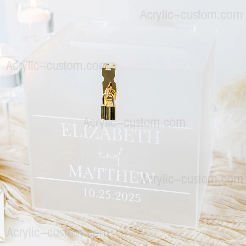 つや消しアクリルボックス - ロック付きウェディングギフトカードつや消しボックス