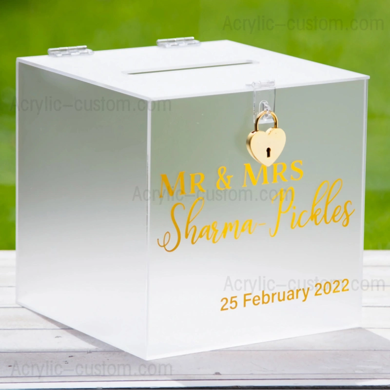 つや消しアクリルボックス - ロック付きウェディングギフトカードつや消しボックス