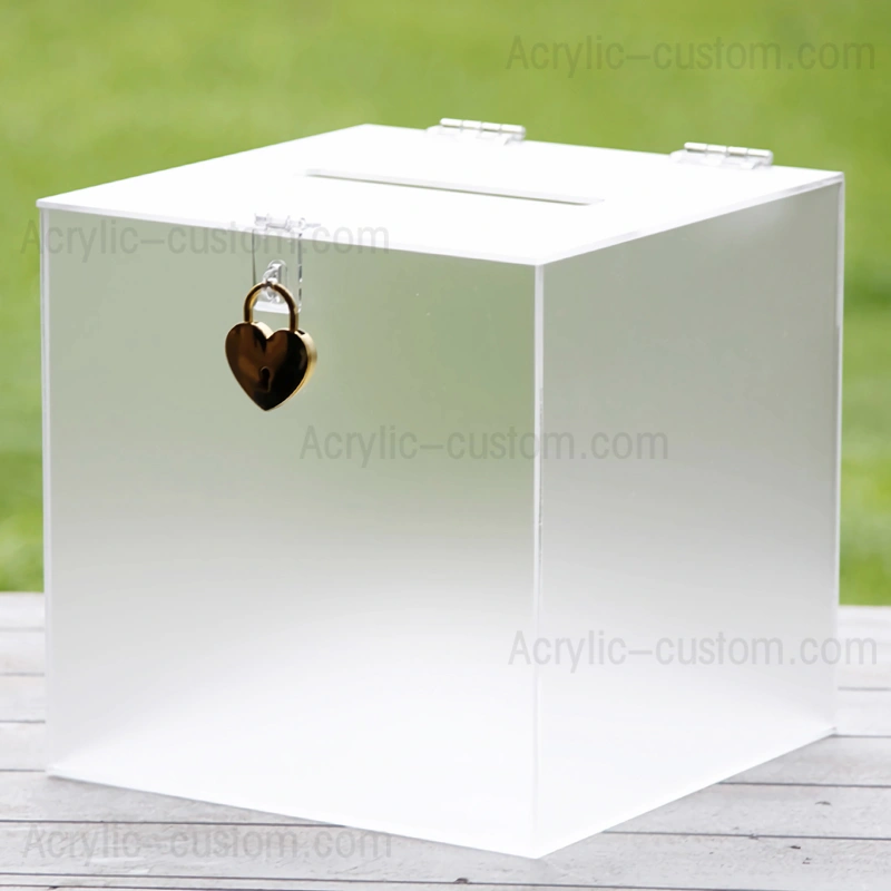 つや消しアクリルボックス - ロック付きウェディングギフトカードつや消しボックス
