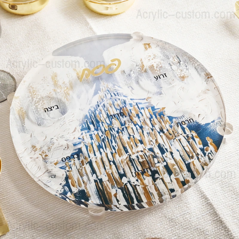 アクリル セダー プレート - ペサック テーブルに塗装されたセダー プレート