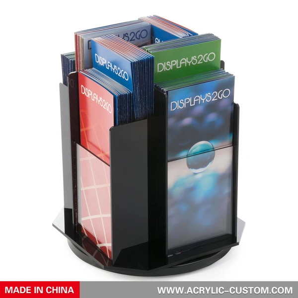 黒の回転パンフレット ホルダー - アクリル パンフレット スタンド