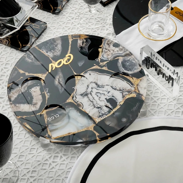 彩色瑪瑙セダー プレート - ペサックのルーサイト セダー プレート