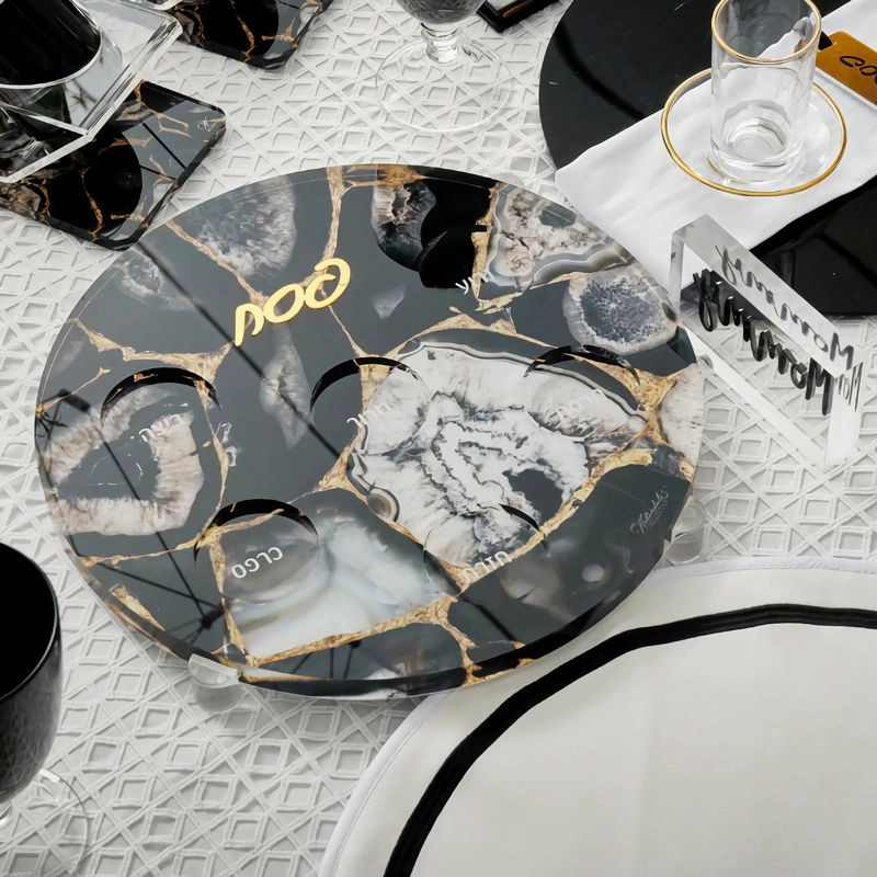 彩色瑪瑙セダー プレート - ペサックのルーサイト セダー プレート