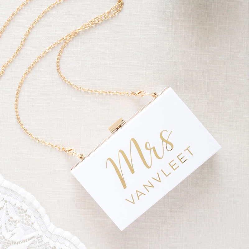 personalisierte weiße Braut-Clutch-Geldbörse – Acryl-Abendtasche