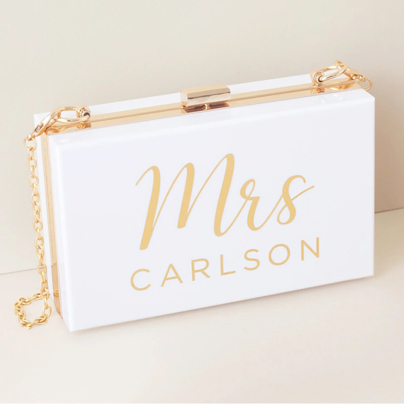 personalisierte weiße Braut-Clutch-Geldbörse – Acryl-Abendtasche