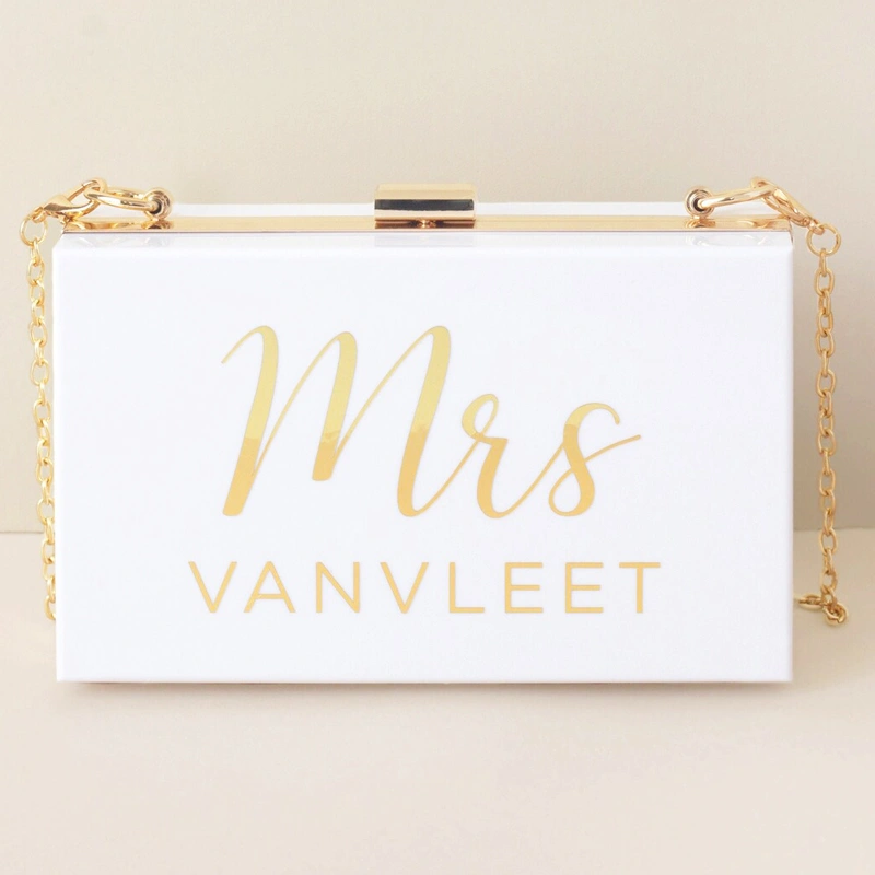 personalisierte weiße Braut-Clutch-Geldbörse – Acryl-Abendtasche