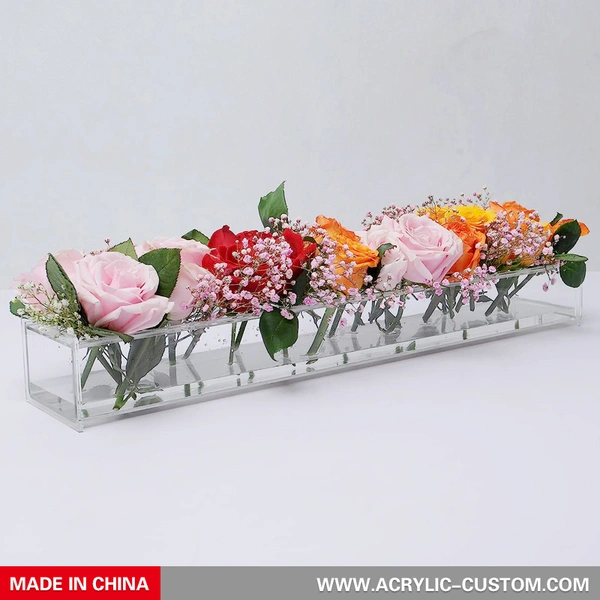 Rectangular Floral Centerpiece - Low Floral Acrylic Vases