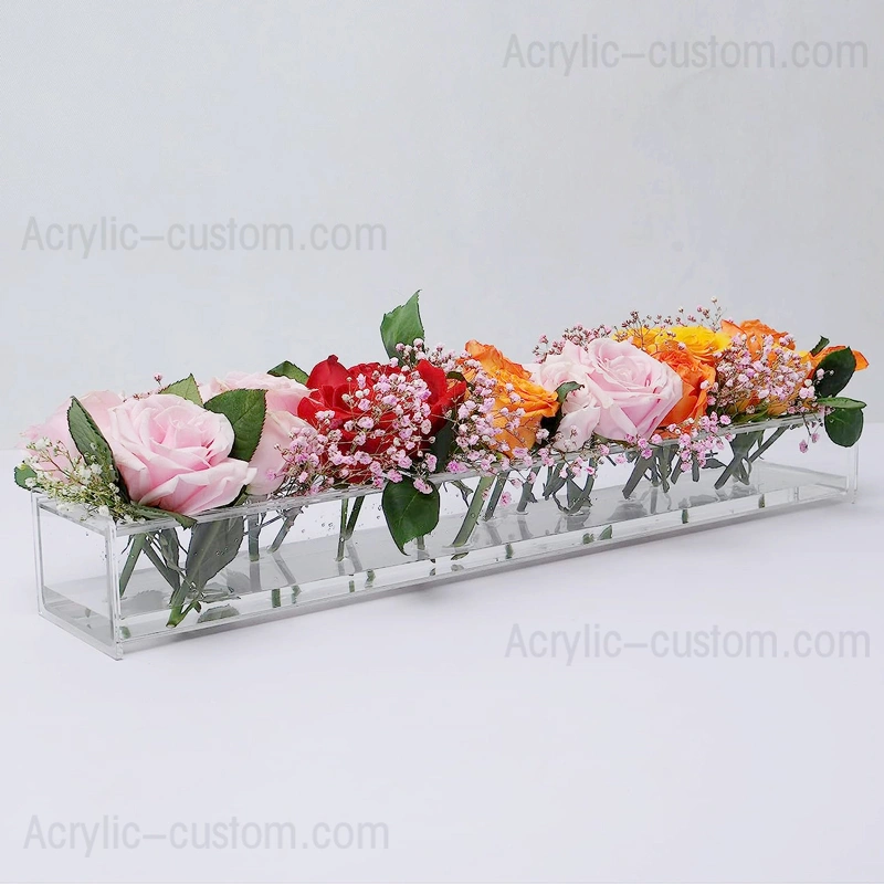 прямоугольная центральная часть с цветочным узором - низкие акриловые вазы с цветочным рисунком