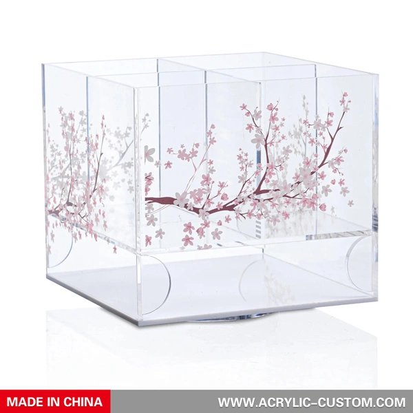 Lucite-Besteck-Caddy – Kirschblüten-Besteck-Organizer