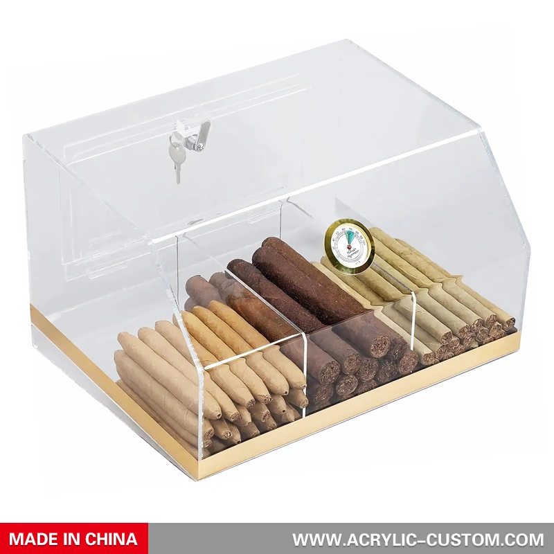 75葉巻アクリルディスプレイヒュミドール/湿度計付き - アクリルヒュミドール