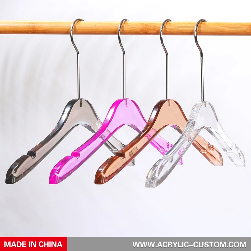 クリア/カラー アクリル ハンガー ゴールド フック付き - アクリル ハンガー卸売